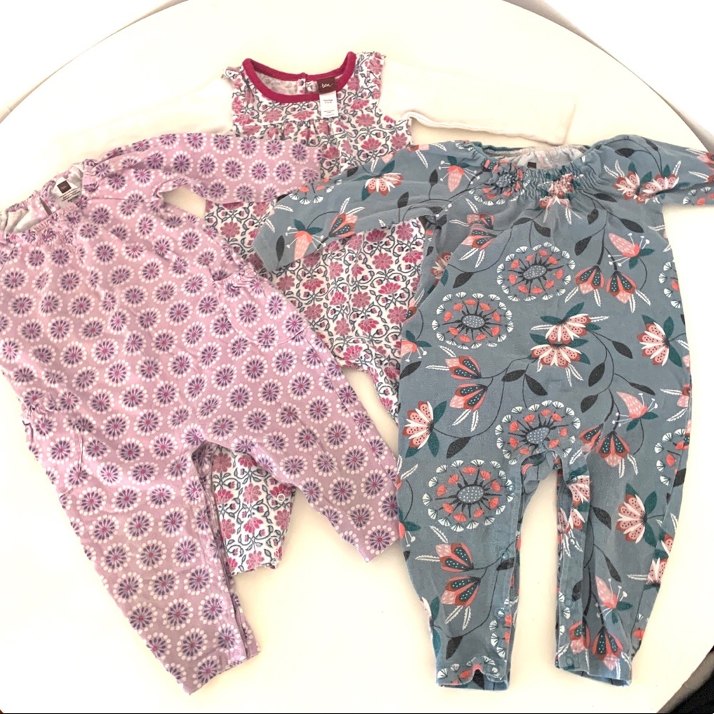 3 tea collection rompers 6-12 months